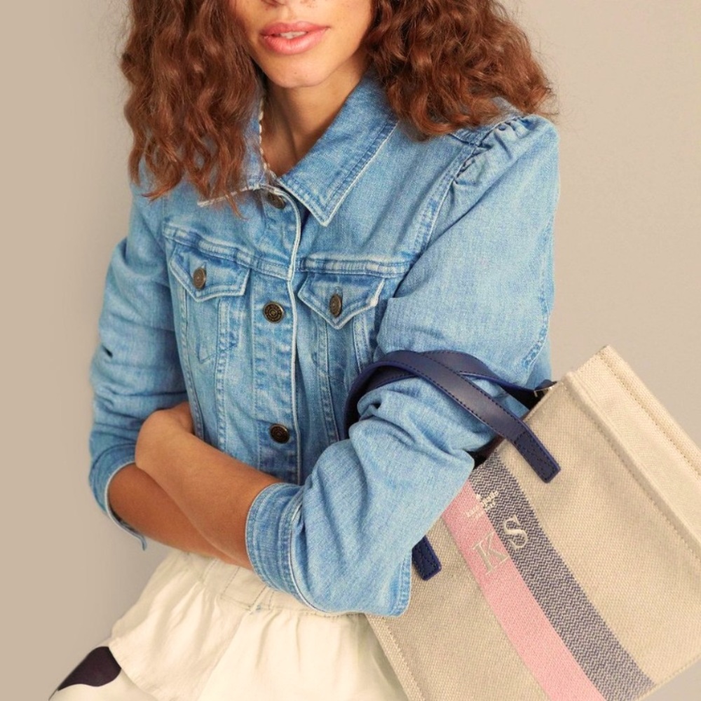 Kate Spade denim jacket dip dye peplum ruffle style size large - Picture 3 of 15